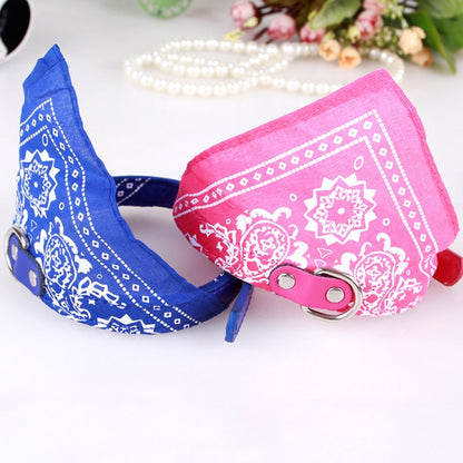 Adjustable Dog Bandana Leather Printed Soft Scarf Collar Neckerchief for Puppy Pet, M