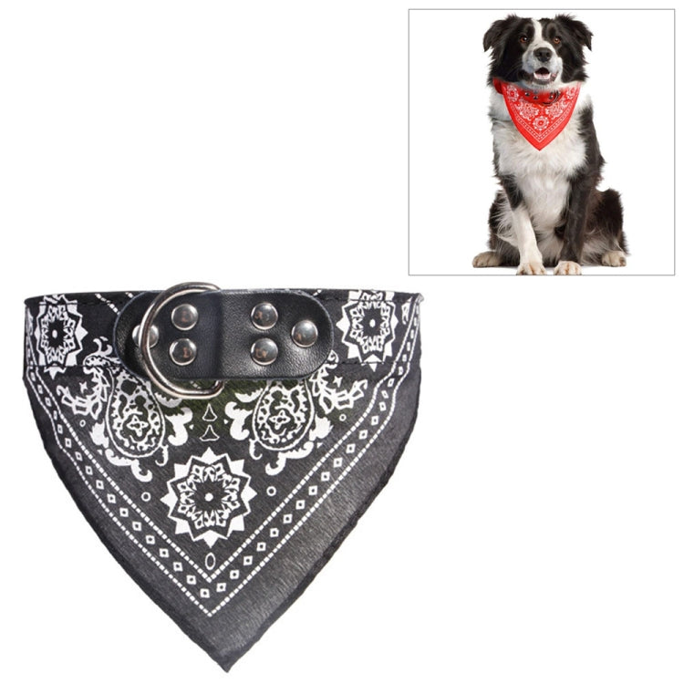 Adjustable Dog Bandana Leather Printed Soft Scarf Collar Neckerchief for Puppy Pet, M