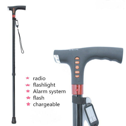 Ten-speed Adjustable Cane With Light And Radio Alarm For The Elderly, 8062