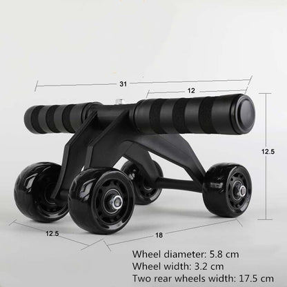 Multifunctional Frog-Style Four-wheel Abdominal Wheel Abdominal Muscle Exercise Fitness Equipment, Black, Green