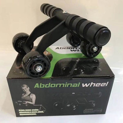 Multifunctional Frog-Style Four-wheel Abdominal Wheel Abdominal Muscle Exercise Fitness Equipment, Black, Green