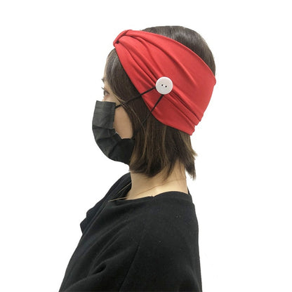 3 PCS Headband Sports Yoga Knitted Sweat-absorbent Hair Band with Mask Anti-leash Button