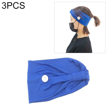 3 PCS Headband Sports Yoga Knitted Sweat-absorbent Hair Band with Mask Anti-leash Button