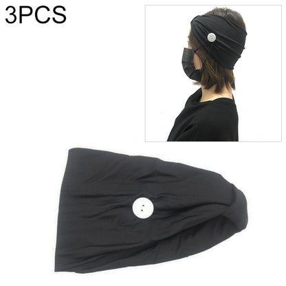3 PCS Headband Sports Yoga Knitted Sweat-absorbent Hair Band with Mask Anti-leash Button