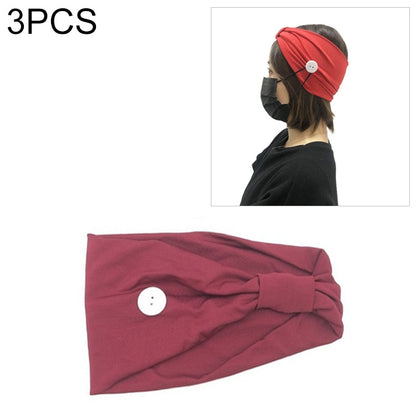 3 PCS Headband Sports Yoga Knitted Sweat-absorbent Hair Band with Mask Anti-leash Button