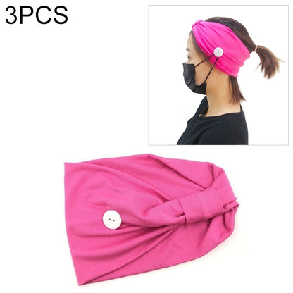 3 PCS Headband Sports Yoga Knitted Sweat-absorbent Hair Band with Mask Anti-leash Button