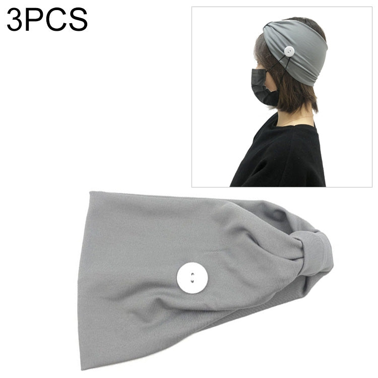 3 PCS Headband Sports Yoga Knitted Sweat-absorbent Hair Band with Mask Anti-leash Button