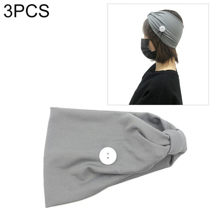 3 PCS Headband Sports Yoga Knitted Sweat-absorbent Hair Band with Mask Anti-leash Button