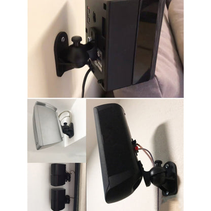 Pair Black Surround Sound Speaker Wall Mount Brackets 45 Degree Rotatable Design TV Wall Mount 8 x 4.5 x 5.8cm
