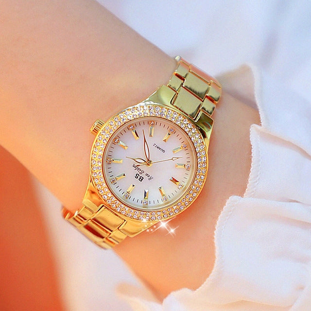 BS beesister FA1258 Women Round Case Diamond Alloy Strap Watch