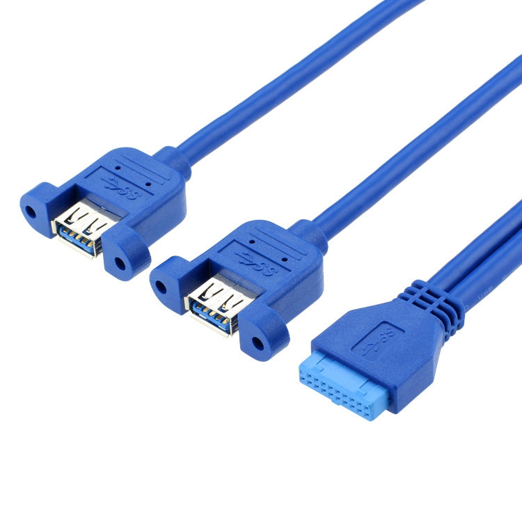 50CM USB3.0 Data Cable Motherboard 20p To Dual Usb3.0 Baffle Line With Ear, 50cm 20Pin