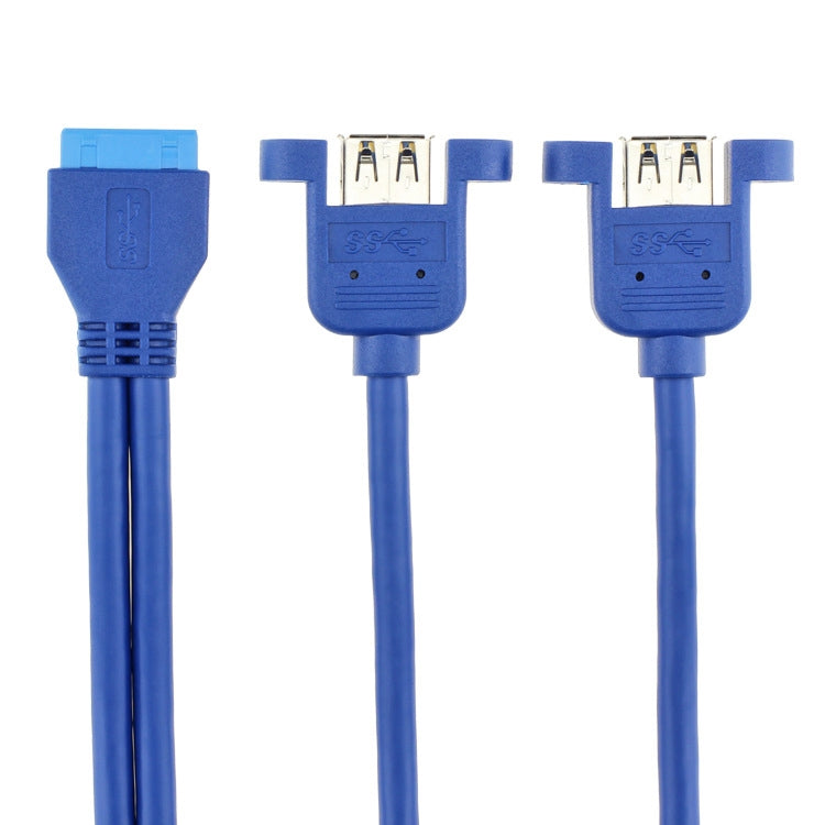 50CM USB3.0 Data Cable Motherboard 20p To Dual Usb3.0 Baffle Line With Ear, 50cm 20Pin