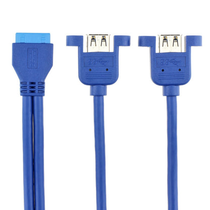 50CM USB3.0 Data Cable Motherboard 20p To Dual Usb3.0 Baffle Line With Ear, 50cm 20Pin