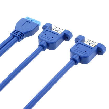 50CM USB3.0 Data Cable Motherboard 20p To Dual Usb3.0 Baffle Line With Ear, 50cm 20Pin