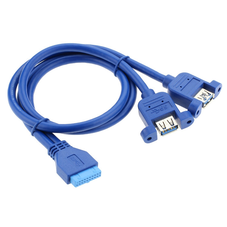 50CM USB3.0 Data Cable Motherboard 20p To Dual Usb3.0 Baffle Line With Ear, 50cm 20Pin