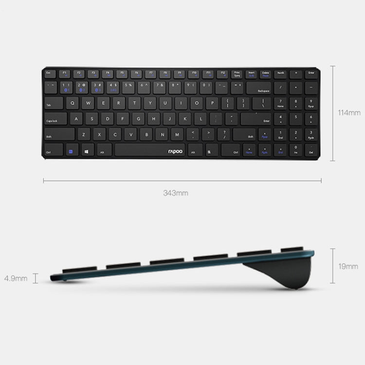 Rapoo E9300G 98 Keys Multi-modes Laptop Business Office Multi-mode Wireless Bluetooth Keyboard, Black, White