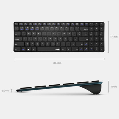 Rapoo E9300G 98 Keys Multi-modes Laptop Business Office Multi-mode Wireless Bluetooth Keyboard, Black, White