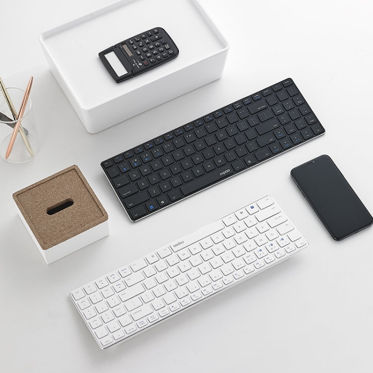 Rapoo E9300G 98 Keys Multi-modes Laptop Business Office Multi-mode Wireless Bluetooth Keyboard, Black, White
