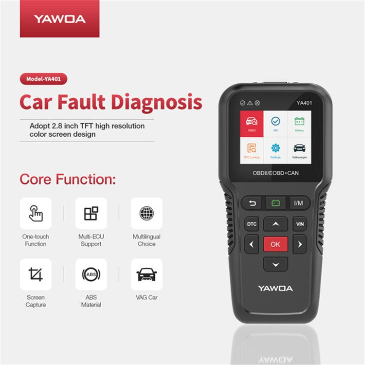 YAWOA YA401 Car Engine Fault Diagnostic Instrument OBD2 Car Fault Reading Card Battery Detector, YAWOA YA401