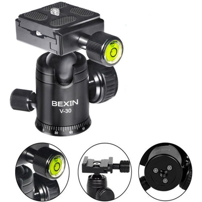 BEXIN 360 Degree Rotation Aluminum Alloy Tripod 30mm Ball Head with Quick Release Plate, 360 Degree Rotation