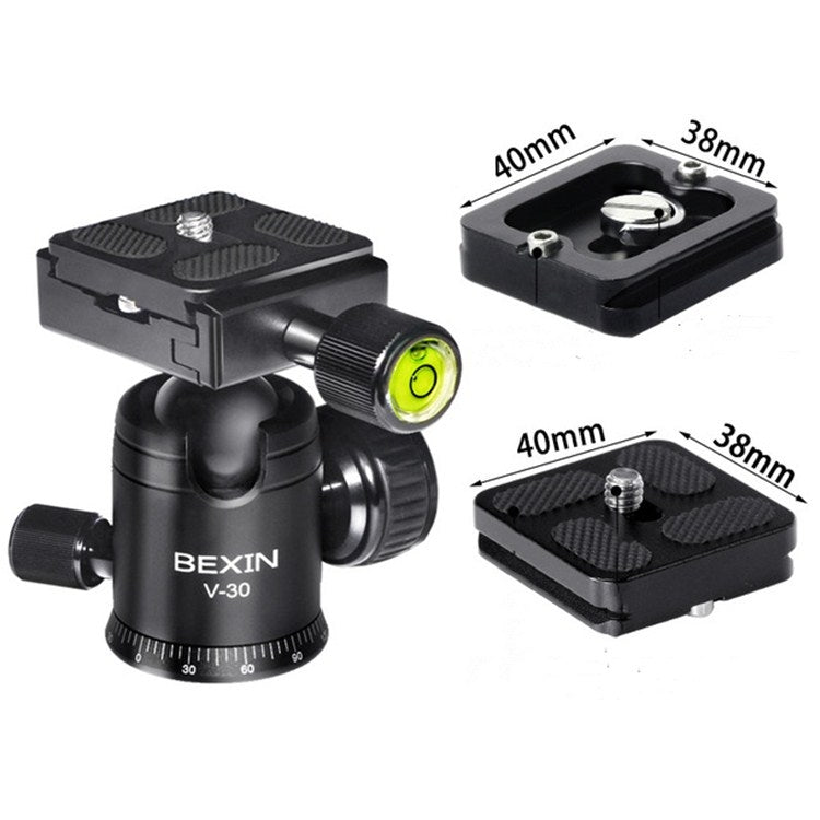 BEXIN 360 Degree Rotation Aluminum Alloy Tripod 30mm Ball Head with Quick Release Plate, 360 Degree Rotation