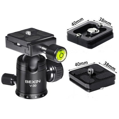 BEXIN 360 Degree Rotation Aluminum Alloy Tripod 30mm Ball Head with Quick Release Plate, 360 Degree Rotation