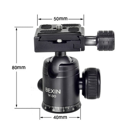 BEXIN 360 Degree Rotation Aluminum Alloy Tripod 30mm Ball Head with Quick Release Plate, 360 Degree Rotation