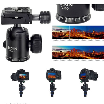 BEXIN 360 Degree Rotation Aluminum Alloy Tripod 30mm Ball Head with Quick Release Plate, 360 Degree Rotation