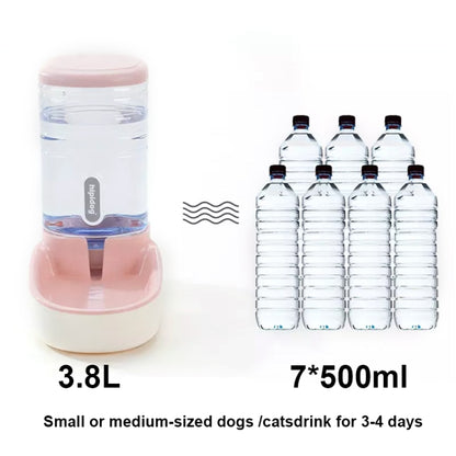 3.8L Grain Storage Bucket Cat Automatic Pet Feeder Water Dispenser, Drinking Fountain