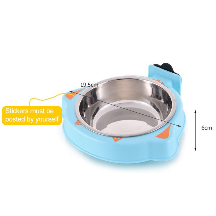 Pet Food Bowl Dog Cage Hanging Stainless Steel Fixed Bowl, Blue, Pink, Green