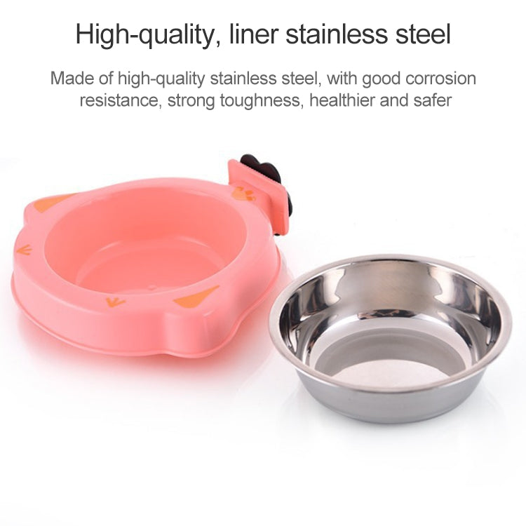 Pet Food Bowl Dog Cage Hanging Stainless Steel Fixed Bowl, Blue, Pink, Green