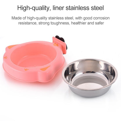 Pet Food Bowl Dog Cage Hanging Stainless Steel Fixed Bowl, Blue, Pink, Green