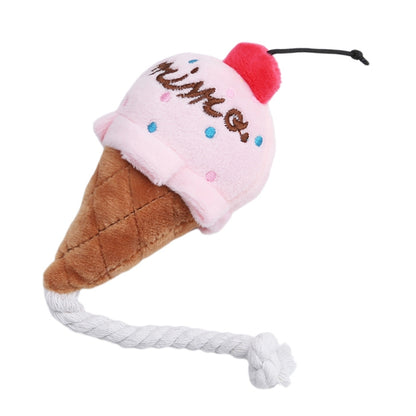 2 PCS Dog Plush Squeak Toy Pet Cat Chew Ice Cream Play Toys