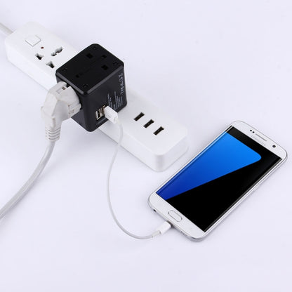 World-Wide Universal Travel Concealable Plugs Adapter with & Built-in Dual USB Ports Charger for US, UK, AU, EU