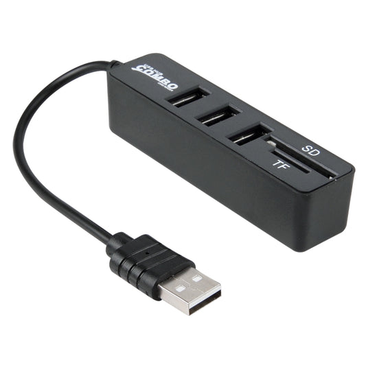 2 in 1 USB 2.0 480Mbps 3 Ports HUB COMBO + Micro SD / T-FLASH SD / SDHC / SDXC Card Reader for Windows XP / Vista / 8.1 / 7 / 8, MAC, etc, USB 2.0 (Black)