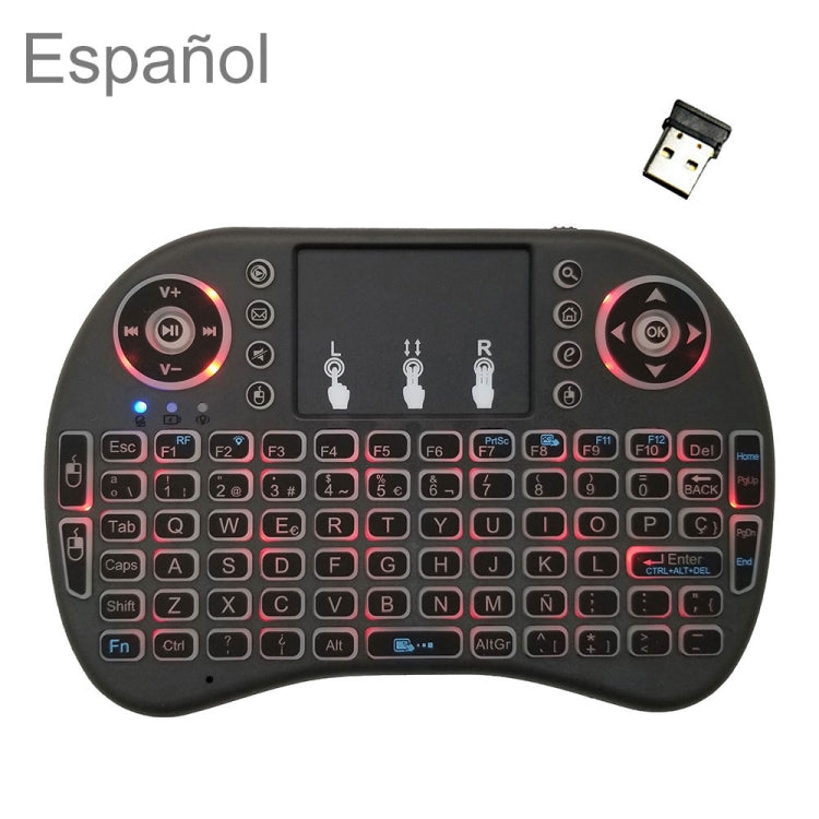 Support Language: Spanish i8 Air Mouse Wireless Backlight Keyboard with Touchpad for Android TV Box & Smart TV & PC Tablet & Xbox360 & PS3 & HTPC/IPTV, Spanish