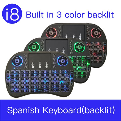 Support Language: Spanish i8 Air Mouse Wireless Backlight Keyboard with Touchpad for Android TV Box & Smart TV & PC Tablet & Xbox360 & PS3 & HTPC/IPTV, Spanish