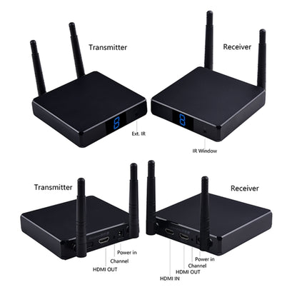 Measy FHD686 Full HD 1080P 3D 5-5.8GHz Wireless HDMI Transmitter (Transmitter + Receiver) with Display, Supports Infrared Remote Control & Wireless Same Screen Function, Transmission Distance: 200m, FHD686 with Display