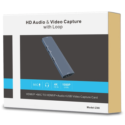Z46 HDMI + Mic + Audio + USB Video Capture Card with Loop, Z46