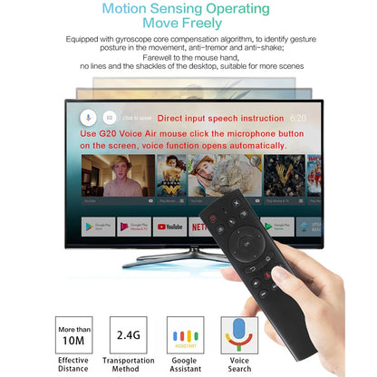 G20S 2.4G Air Mouse Remote Control with Fidelity Voice Input & IR Learning & 6-axis Gyroscope for PC & Android TV Box & Laptop & Projector, G20S
