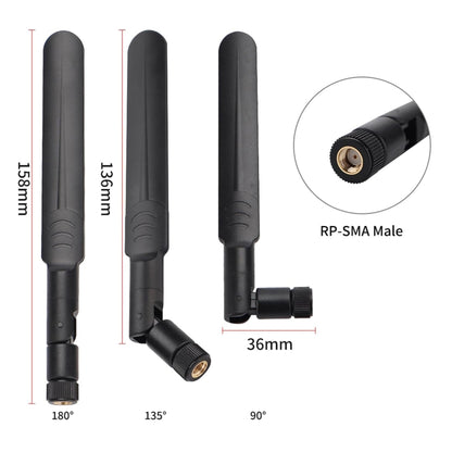 2 x 6dBi 2.4GHz 5GHz Dual Band WiFi RP-SMA Male Antenna + 2 x 35CM RP-SMA IPEX MHF4 Pigtail Cable for M.2 NGFF WiFi WLAN Card, 6dBi Antenna + RP-SMA Cable