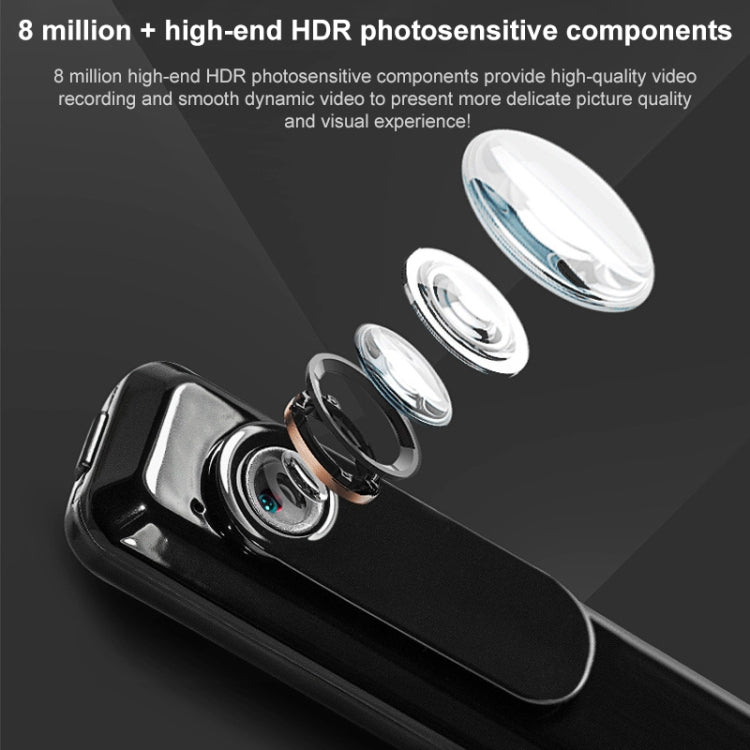 C181 1080P Mini Back Clip 130 Degree Small Wide Angle Meeting Lecture Professional Video Recorder Pen without TF Card, Without TF Card
