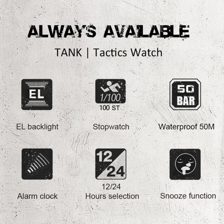 TANK North Edge Men Fashion Professional Military Army Outdoor Sport Waterproof Running Swimming Smart Digital Watch, TANK North Edge