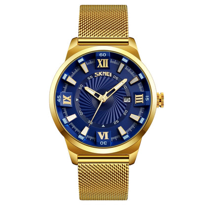 SKMEI 9166 Fashion Men Business Watch 30m Waterproof Metal Quartz Wristwatch