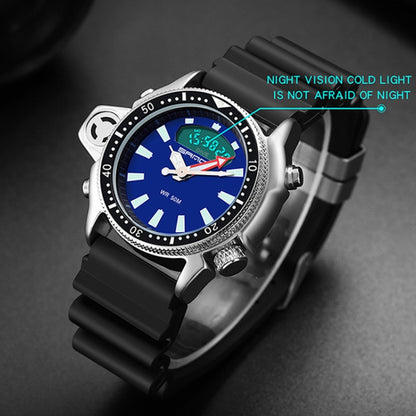 SANDA 3008 Multifunctional Men Outdoor Sports Noctilucent 50m Waterproof Digital Wrist Watch