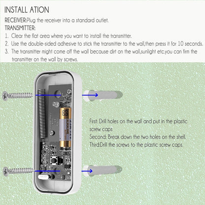 P6-B 110dB Wireless IP55 Waterproof Low Power Consumption WiFi Doorbell Receiver, 53 Music Options, Receiver Distance: 300m