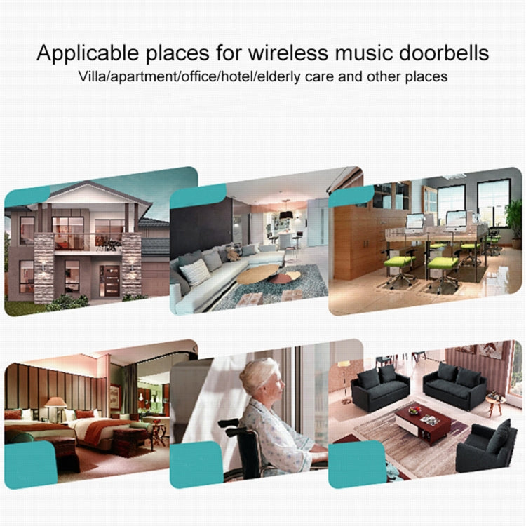 VOYE V008A Home Music Remote Control Wireless Doorbell with 38 Polyphony Sounds, US Plug, V008A