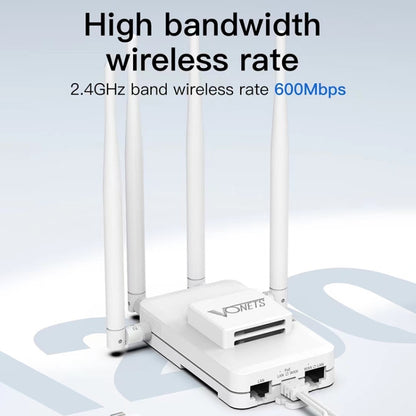 VONETS VAR600-H 600Mbps Wireless Bridge WiFi Repeater, With Power Adapter + DC Adapter Set, With Power Adapter + 4 Antennas + DC Adapter Set
