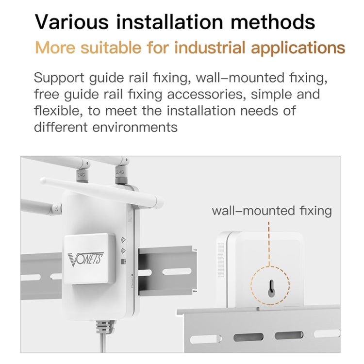 VONETS VAR600-H 600Mbps Wireless Bridge WiFi Repeater, With Power Adapter + DC Adapter Set, With Power Adapter + 4 Antennas + DC Adapter Set