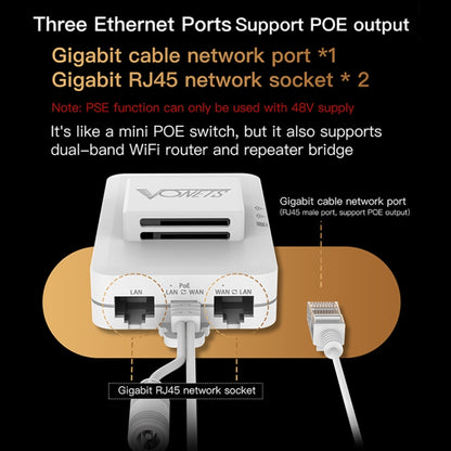 VONETS VAR1200-L 1200Mbps Wireless Bridge Built-in Antenna Dual-Band WiFi Repeater, With DC Adapter Set, VAR1200-L With DC Adapter Set